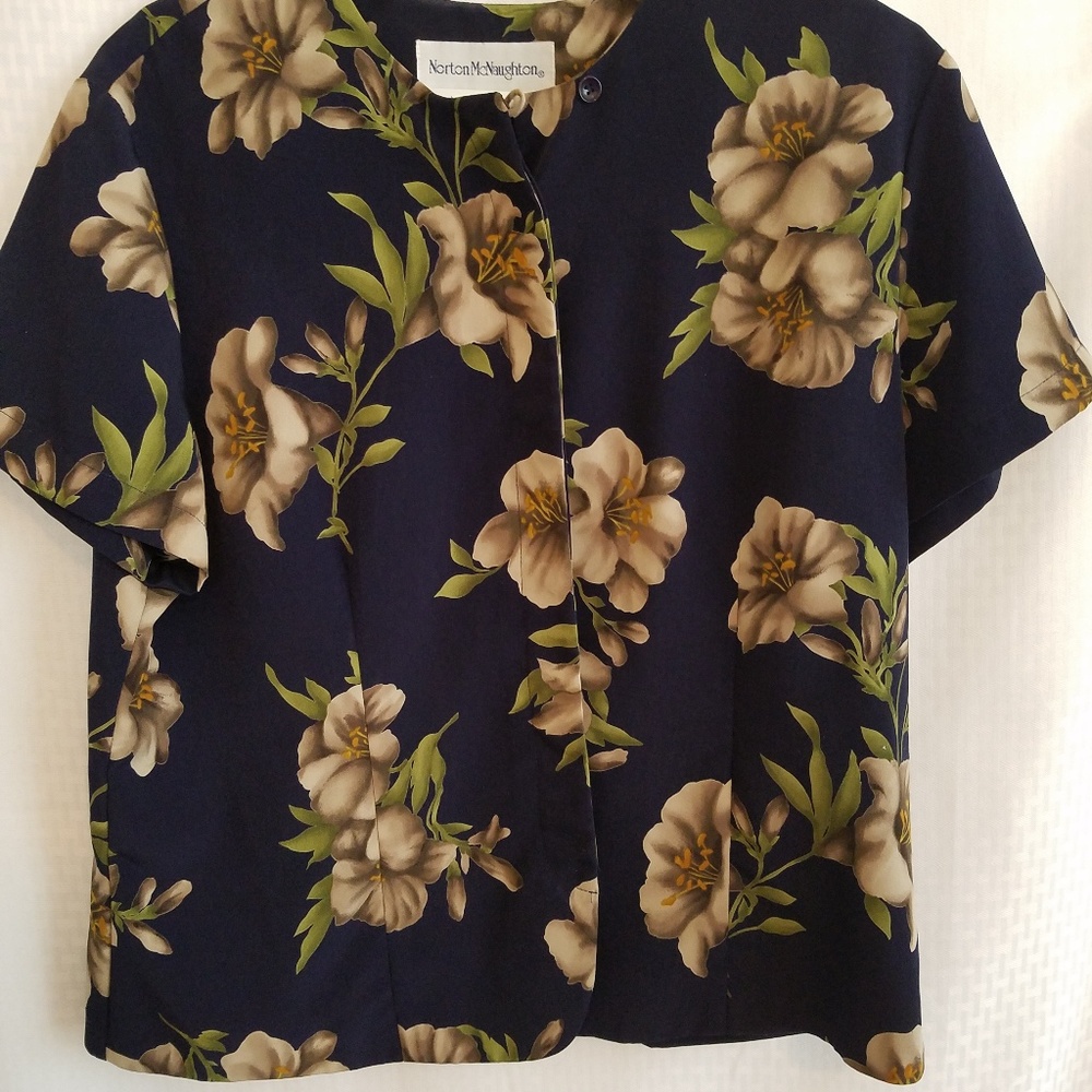 Norton McNaughton Navy Blouse, Button Front